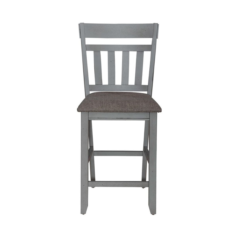 Liberty Furniture Newport Splat Back Counter Chair (Set of 2) in Smokey Grey