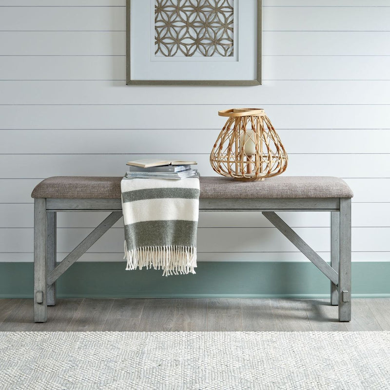 Liberty Furniture Newport Counter Height Dining Bench in Smokey Grey