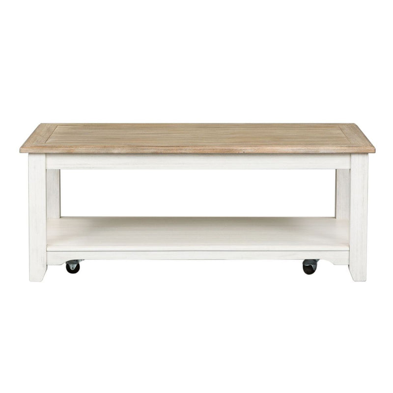 Liberty Furniture Summerville Rectangular Cocktail Table in Soft White Wash image