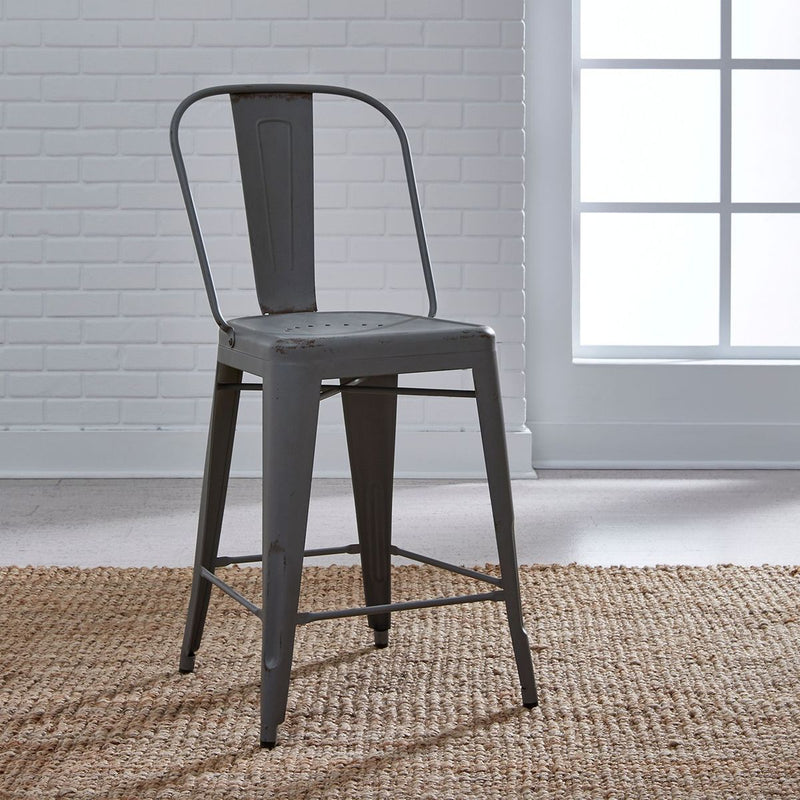 Liberty Furniture Vintage Series Bow Back Counter Chair in Grey (Set of 2)