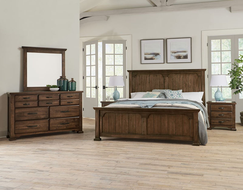 Vaughan-Bassett Joinery Queen Panel Bed in Natural Oak 192