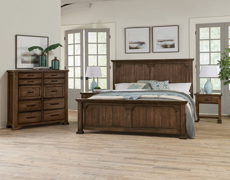 Vaughan-Bassett Joinery Queen Panel Bed in Natural Oak 192