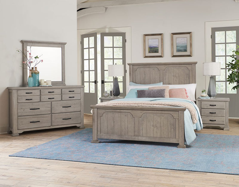 Vaughan-Bassett Joinery King Panel Bed in Washed White Oak 194