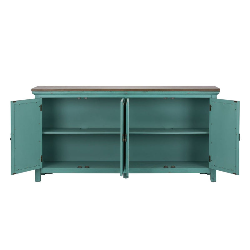 Liberty Furniture Kensington 4 Door Accent Cabinet in Turquoise