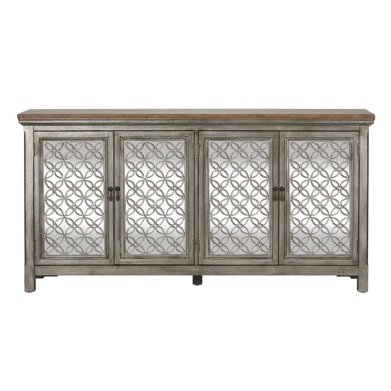 Liberty Furniture Westridge 4 Door Accent Cabinet in Wire Brushed Gray and White image