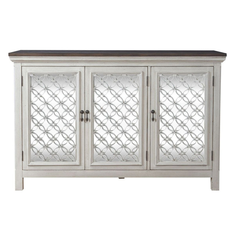 Liberty Furniture Westridge 3 Door Accent Cabinet in Wire Brushed Gray and White image