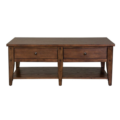 Liberty Furniture Lake House Cocktail Table in Rustic Brown Oak image