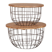 Liberty Furniture Akins Nesting Caged Accent Tables in Weathered Honey Finish w/ Pewter Base image