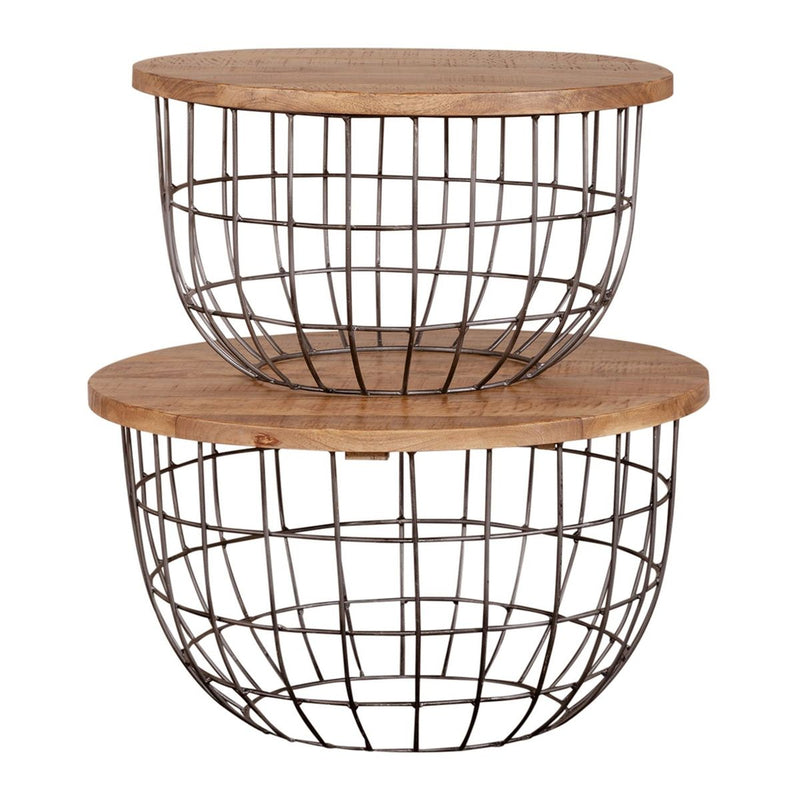 Liberty Furniture Akins Nesting Caged Accent Tables in Weathered Honey Finish w/ Pewter Base image