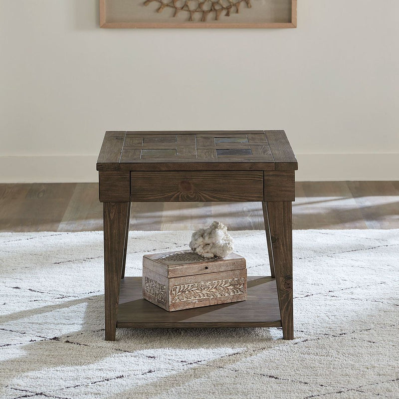 Liberty Furniture Arrowcreek End Table in Weathered Stone