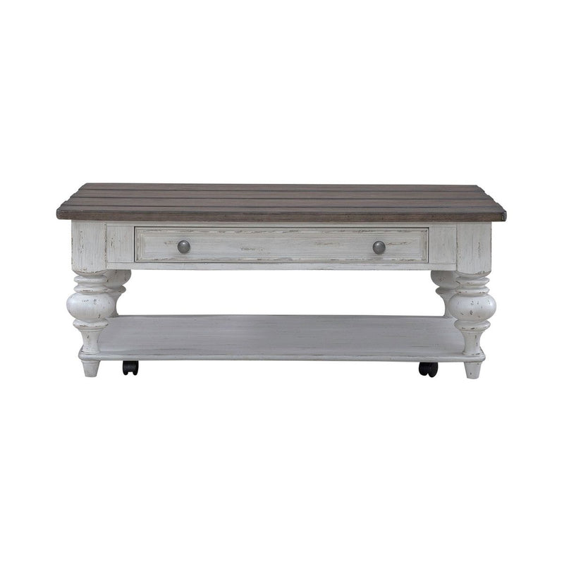 Liberty Furniture River Place Cocktail Table in Riverstone White & Tobacco