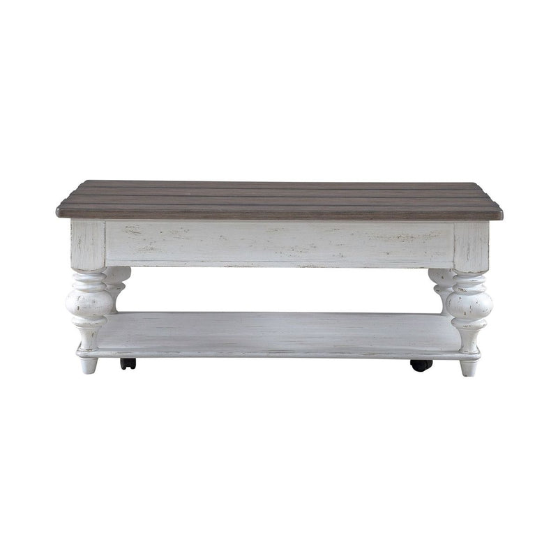 Liberty Furniture River Place Cocktail Table in Riverstone White & Tobacco