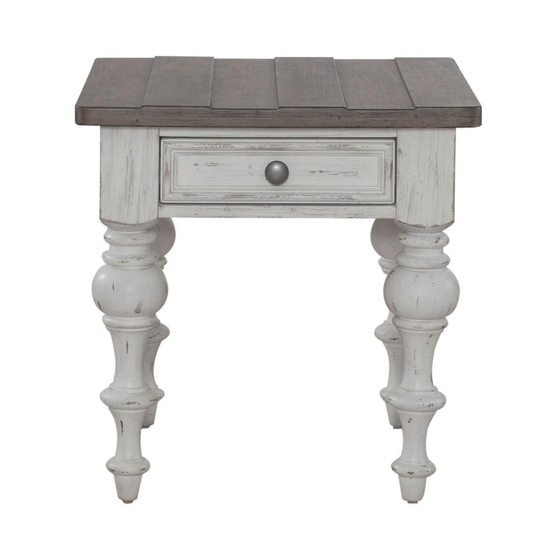 Liberty Furniture River Place End Table in Riverstone White & Tobacco