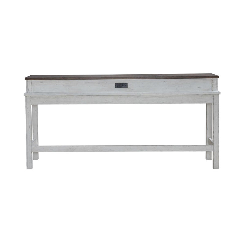 Liberty Furniture River Place Console Bar Table in Riverstone White & Tobacco