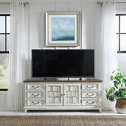 Liberty Furniture River Place Entertainment Console in Riverstone White/Tobacco image