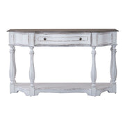 Liberty Furniture Magnolia Manor 56 Inch Hall Console Table in Antique White Base w/ Weathered Bark Tops image