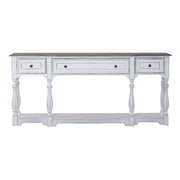 Liberty Furniture Magnolia Manor 72 Inch Hall Console Table in Antique White Base w/ Weathered Bark Tops image