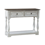 Liberty Furniture Magnolia Manor Hall Console in Antique White & Weathered Bark EST SHIP TIME APPX 4 WEEKS image