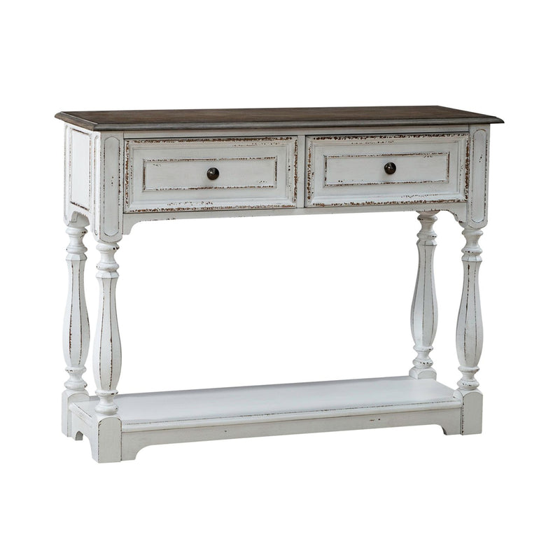 Liberty Furniture Magnolia Manor Hall Console in Antique White & Weathered Bark EST SHIP TIME APPX 4 WEEKS image