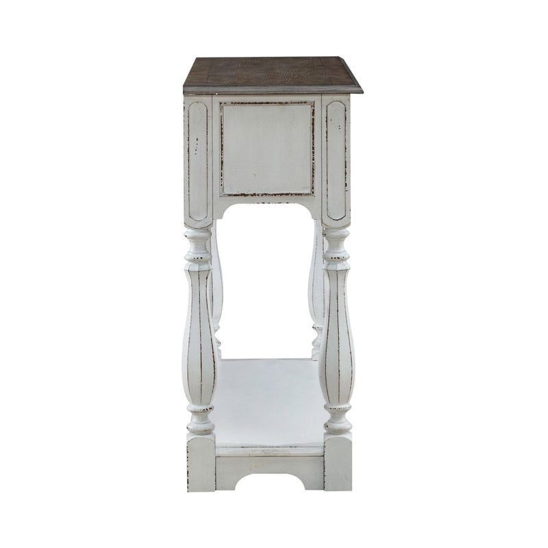 Liberty Furniture Magnolia Manor Hall Console in Antique White & Weathered Bark EST SHIP TIME APPX 4 WEEKS