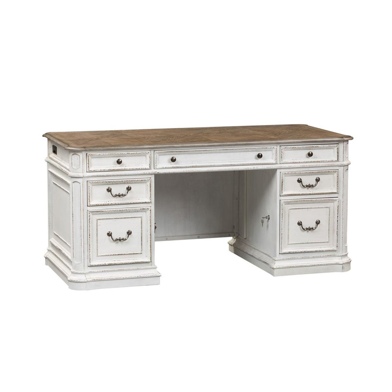 Liberty Magnolia Manor Jr Executive Desk in Antique White 244-HOJ-DSK