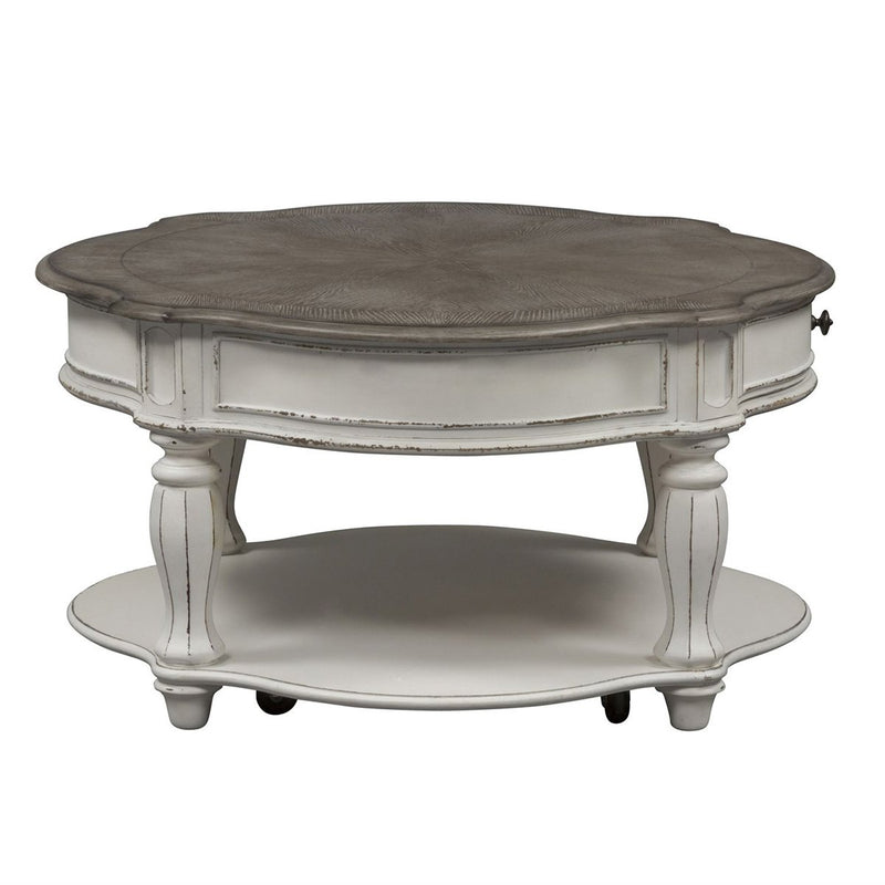 Liberty Magnolia Manor Round Cocktail Table in Antique White