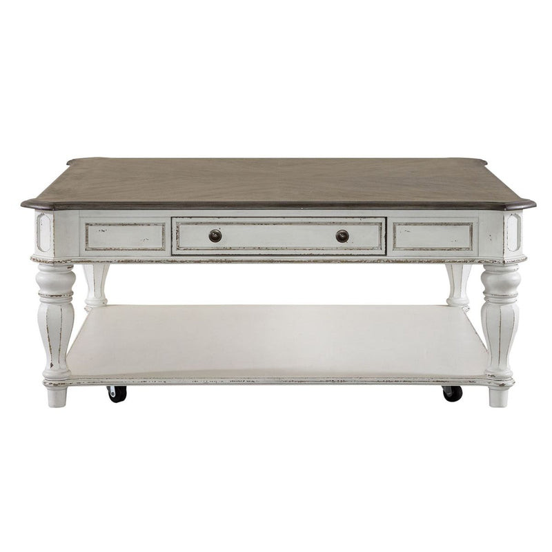 Liberty Magnolia Manor Oversized Square Cocktail Table in Antique White image