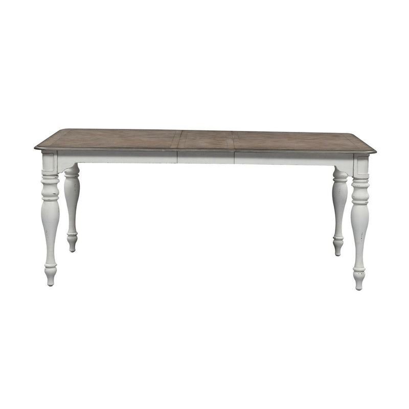 Liberty Furniture Magnolia Manor Leg Table in Antique White Base w/ Weathered Bark Tops image
