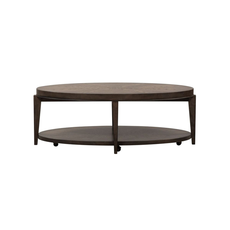 Liberty Furniture Penton Oval Cocktail Table in Espresso Stone image