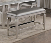 Crown Mark Furniture Klina Counter Height Bench in Silver image