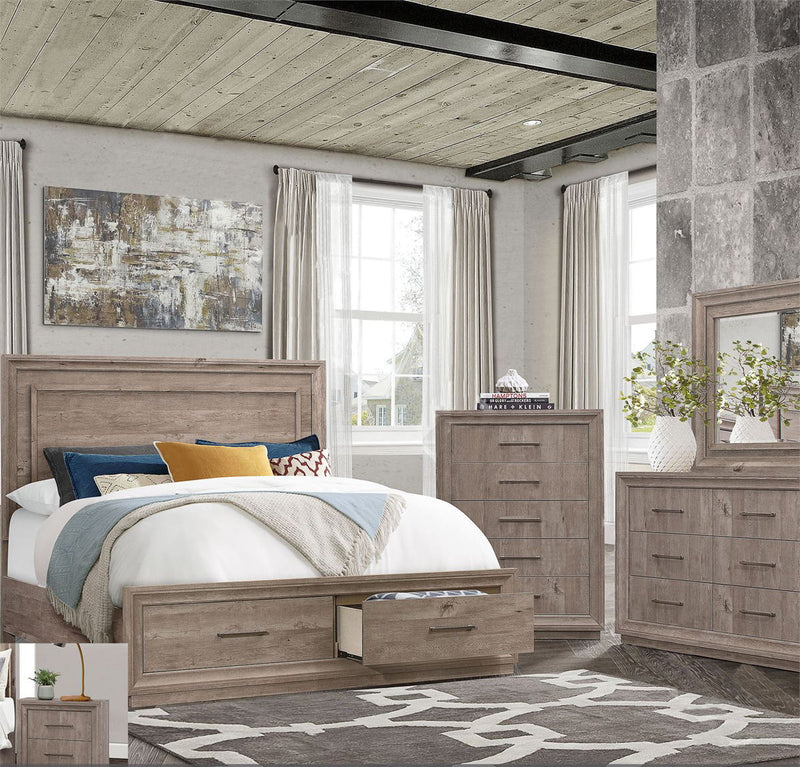 Liberty Furniture Horizons King Panel Storage Bed with HB Lights in Graystone