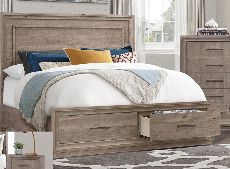 Liberty Furniture Horizons Queen Panel Storage Bed with HB Lights in Graystone