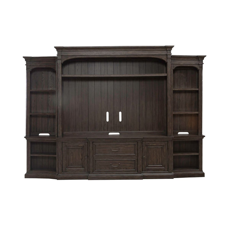 Liberty Furniture Paradise Valley Entertainment Center with Piers in Saddle Brown