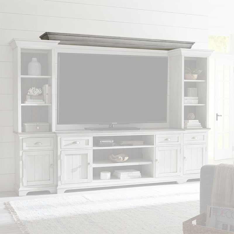 Liberty Furniture Ocean Isle Entertainment Center with Piers in Antique White with Weathered Pine 303W-ENTW-ECP
