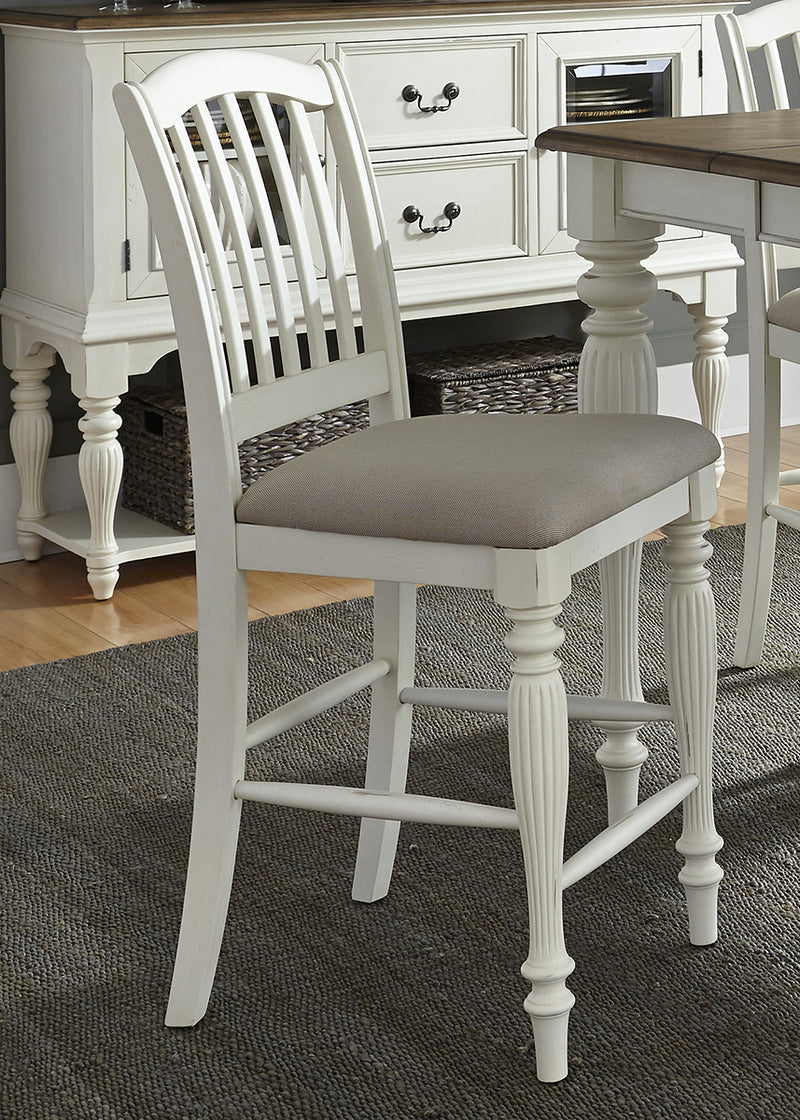 Liberty Furniture Cumberland Creek Slat Back Counter Chair in Nutmeg/White (Set of 2)