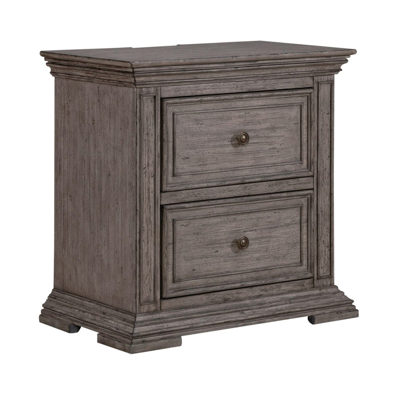 Liberty Furniture Big Valley 2 Drawer Nightstand with Charging Station in Graystone image