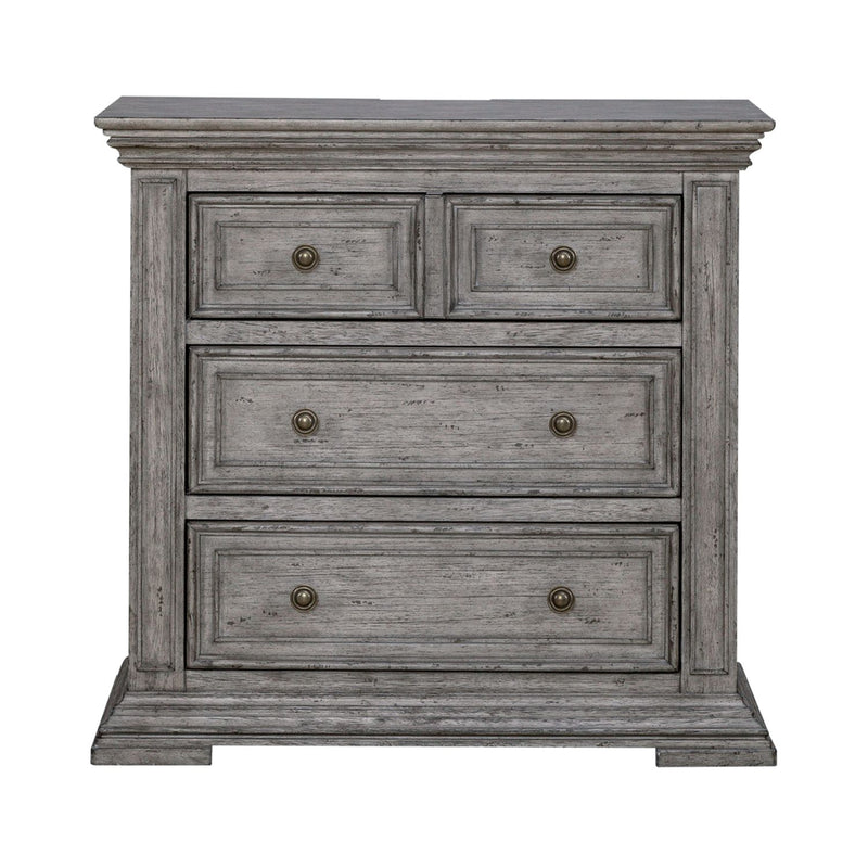 Liberty Furniture Big Valley Bedside Chest with Charging Station in Graystone