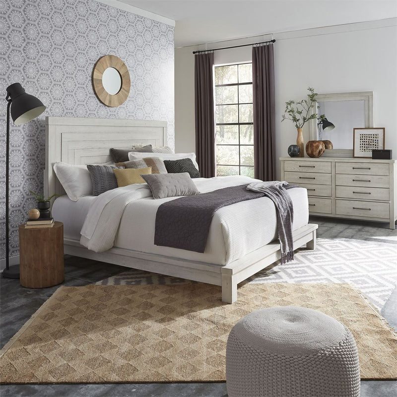 Liberty Modern Farmhouse King Platform Bed in White