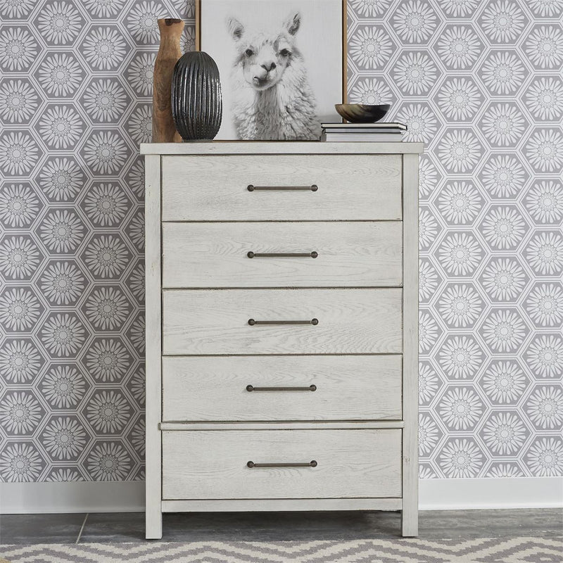 Liberty Modern Farmhouse 5 Drawer Chest in White