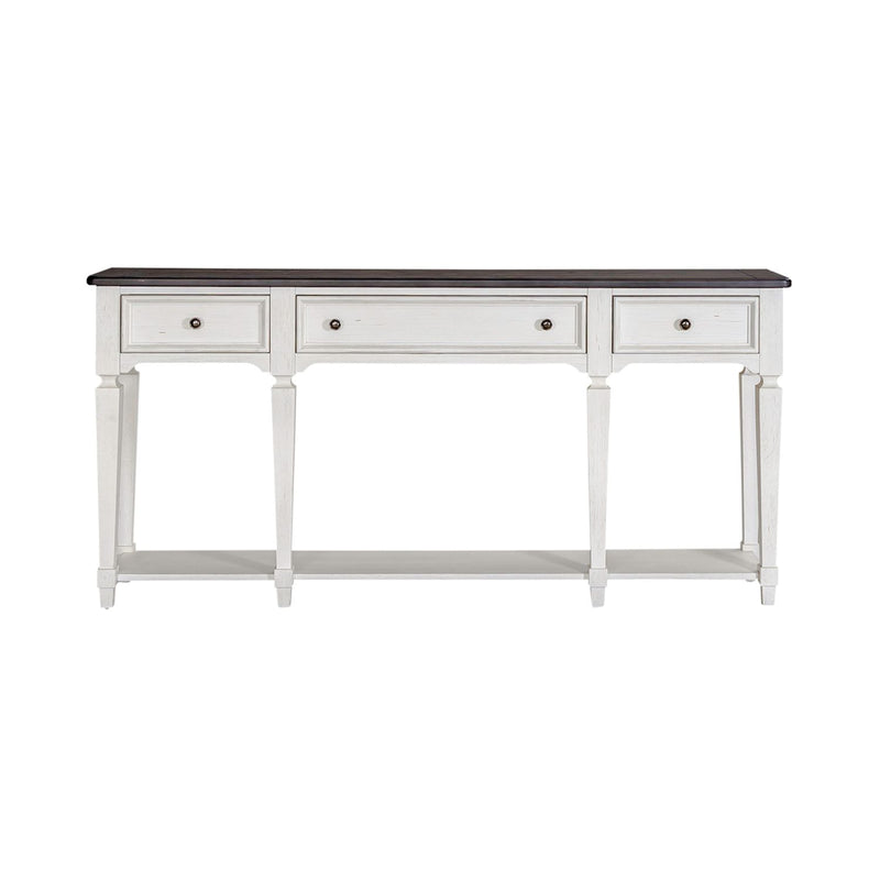 Liberty Furniture Allyson Park 72" Hall Table in Wirebrushed White with Charcoal Top EST SHIP TIME APPX 4 WEEKS