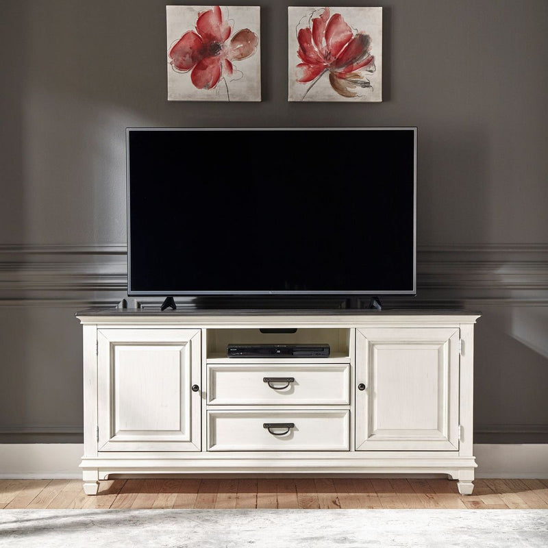 Liberty Furniture Allyson Park 66 Inch TV Console in Wirebrushed White