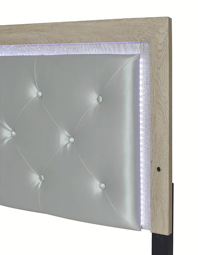 Crown Mark Furniture Jaylen Queen Upholstered Panel Bed in Gray