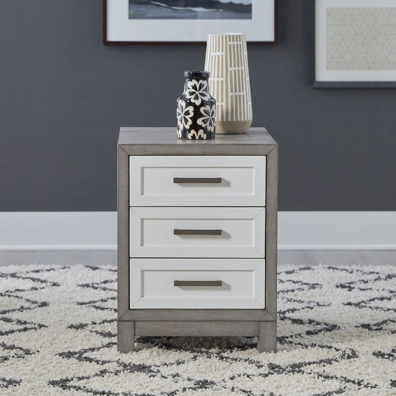 Liberty Furniture Palmetto Heights 3 Drawer Chairside Table in Shell White & Driftwood