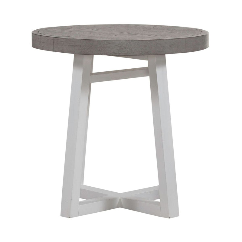 Liberty Furniture Palmetto Heights Round End Table in Shell White & Driftwood image