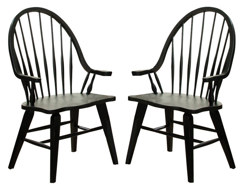 Liberty Furniture Hearthstone Windsor Back Arm Chair in Black (Set of 2) image