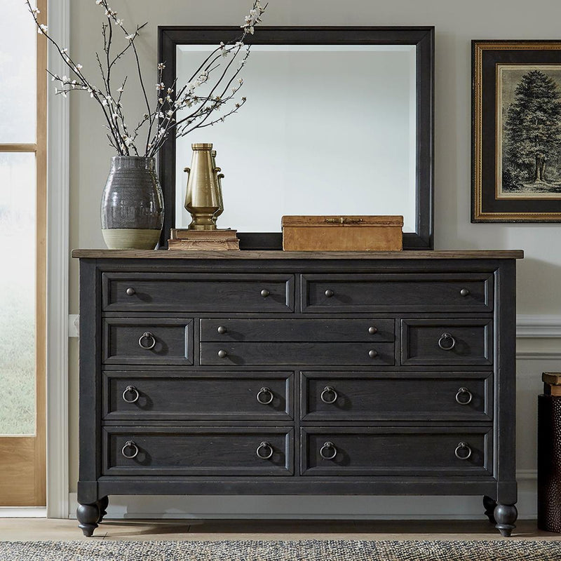 Liberty Furniture Americana Farmhouse 9 Drawer Dresser in Black
