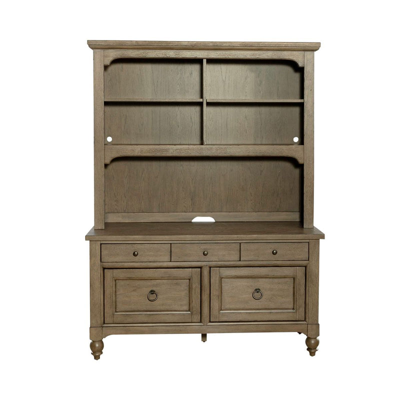 Liberty Furniture Americana Farmhouse Credenza & Hutch in Dusty Taupe