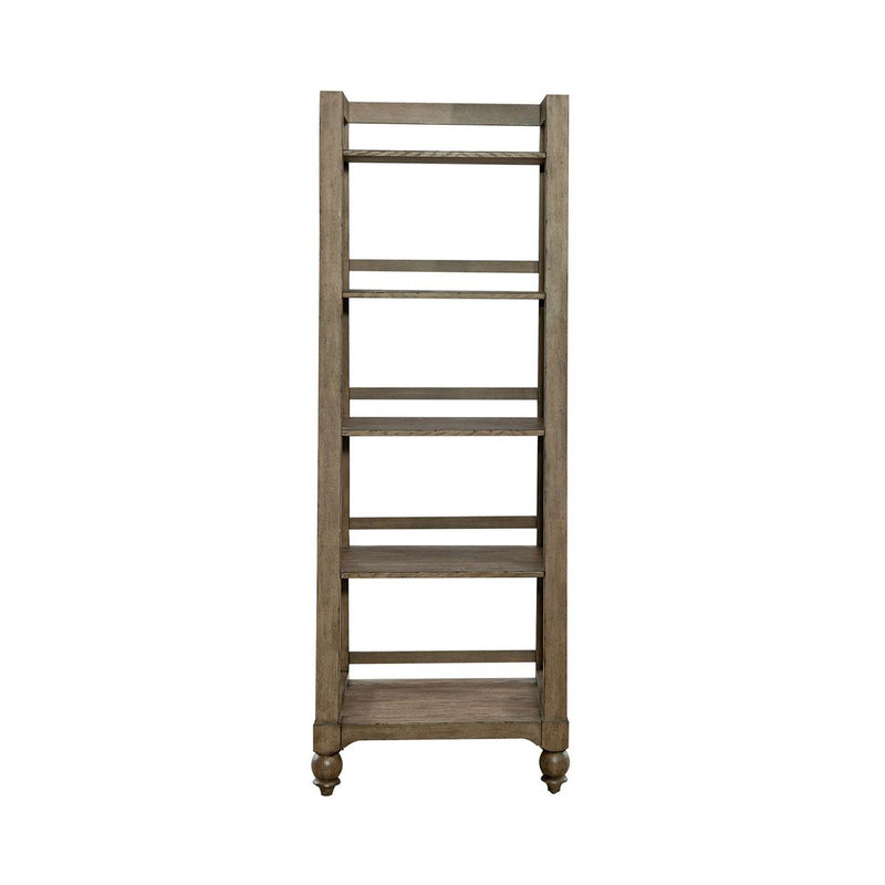Liberty Furniture Americana Farmhouse Leaning Pier Bookcase in Dusty Taupe