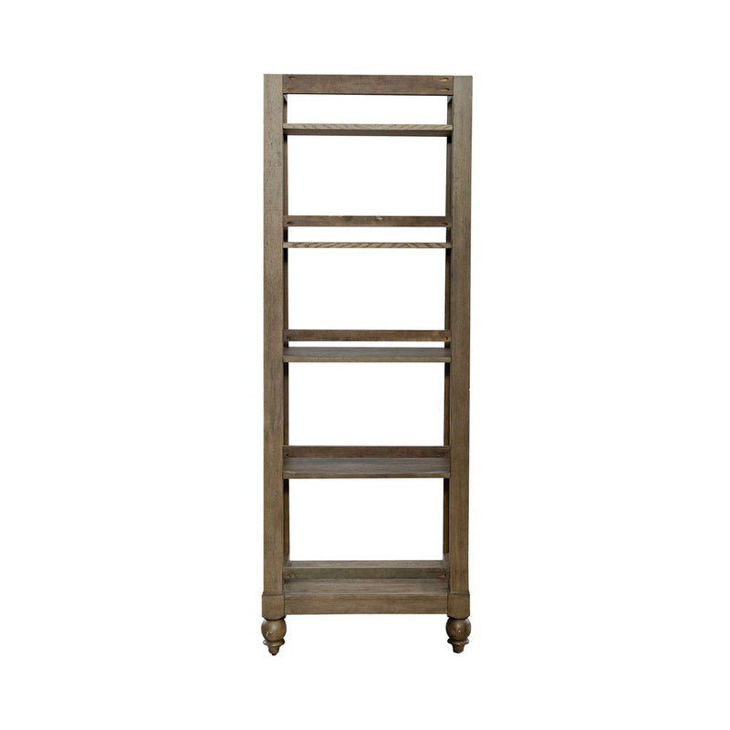 Liberty Furniture Americana Farmhouse Leaning Pier Bookcase in Dusty Taupe