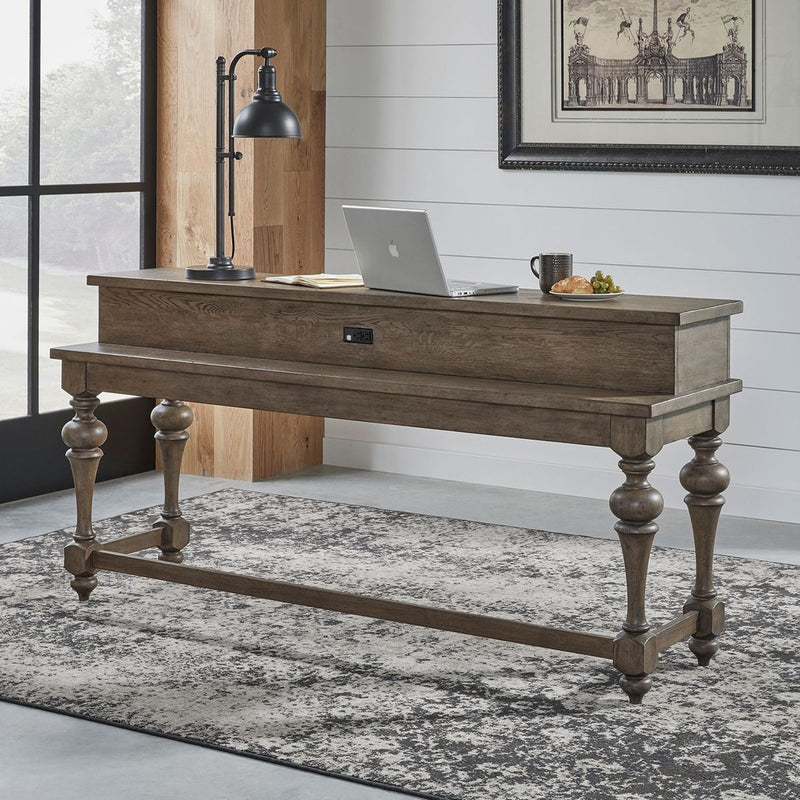 Liberty Furniture Americana Farmhouse Console Bar Table in Dusty Taupe